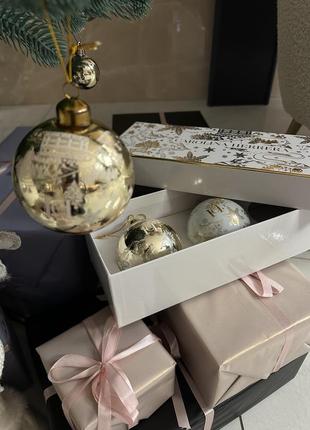 Оригинальный новогодние стеклянные шары на елочку carolina herrera