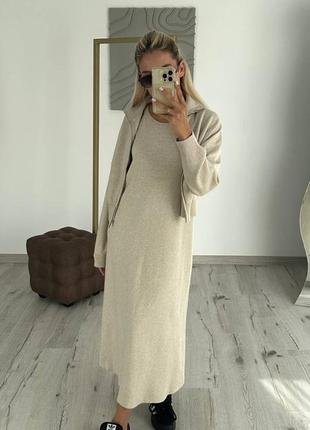 Женское кардиган+ платье