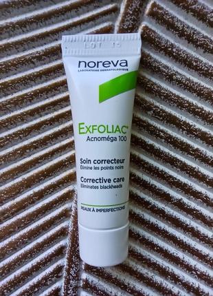 🍀крем для лица с отсоединяющим и очищающим эффектом noreva exfoliac acnomega 100 (пробник)