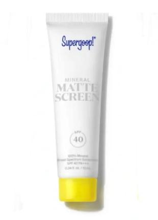 Матирующий солнцезазивный матирующий крем supergoop matte mineral mattescreen spf 40, 10 ml