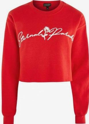 Укороченный свитшот на флисе topshop