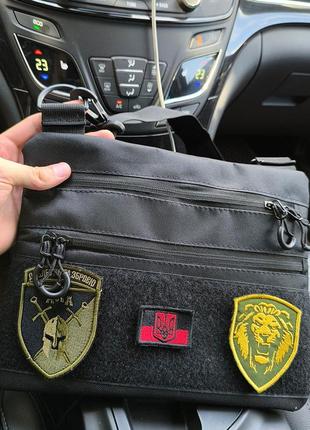 Сумка тактична чорна для скритого носіння з кобурою, чоловічий месенджер з кордури