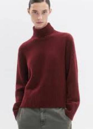 Кашеміровий светр водолазка колір бургунді moddison cashmere 100% кашемір