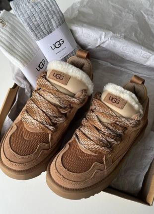 Ugg lowmell chestnut premium жіночі уггі угі кросівки снікерси угги уги лоумел на овчині хутро