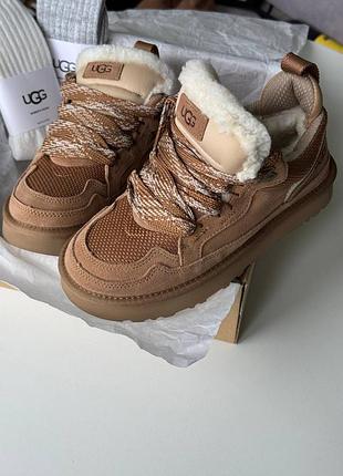 Ugg lowmell chestnut premium жіночі уггі угі кросівки снікерси угги уги лоумел на овчині хутро