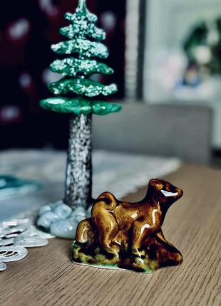 Винтаж! 🎄🐕 костянтиновская майолика пес песика полива керамическая небольшая статуэтка