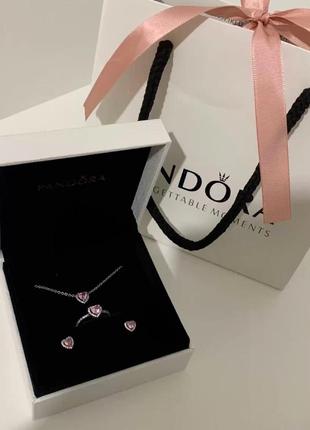 Pandora набір комплект пандора сережки кульчики каблучка перстень підвіска