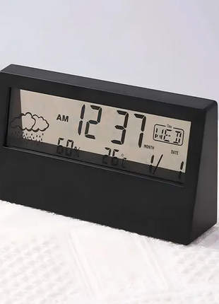 Настольные часы-будильник с гидрометром 2158b черный