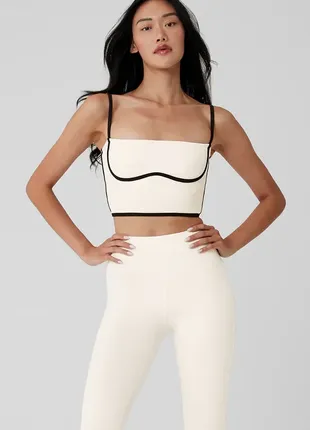 Airbrush streamlined bra tank ivory alo yoga бра топ спортивний білий молочний