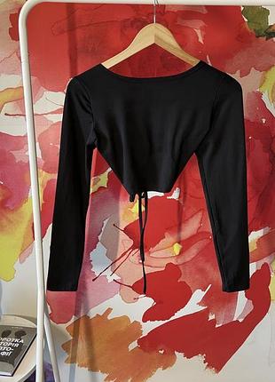 Чорний топ з відкритою спиною та довгими рукавами vestidos розмір l