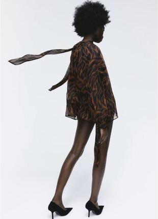 Красива, елегантна грифонові блуза, леопардовий принт, h&m, l, xl, з бантом