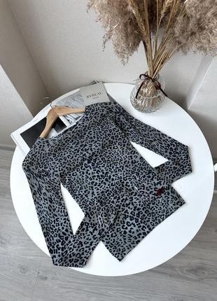 Zara леопардовый тонкий лонгслив
