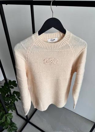 Брендовый женский персиковый свитер с лого