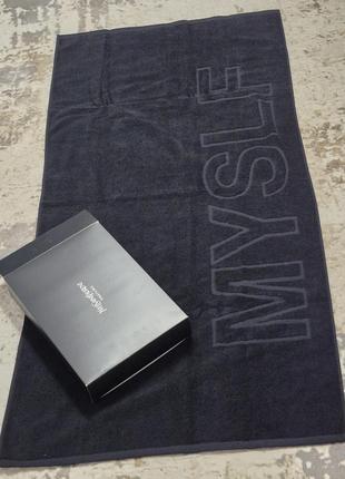 Оригинальное большое банное полотенце yves saint laurent myself, махра двусторонняя, 100% коттон, 70*150 см. цвет черный.