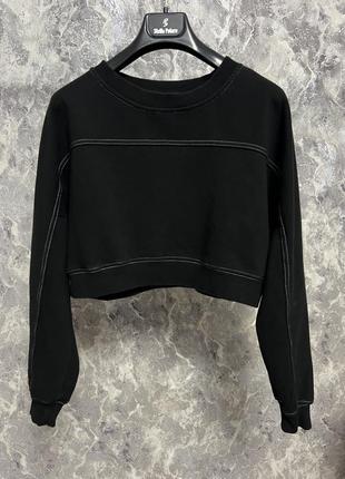 Світшот вкорочений кроп-топ boohoo чорний світшот