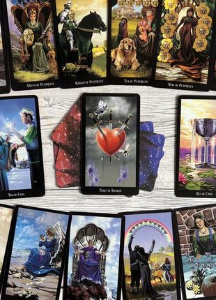 Карты таро witches tarot в металлической коробке с розовым срезом