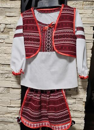 Вышиванка детская (костюм вышиванка с юбкой и жилетом)