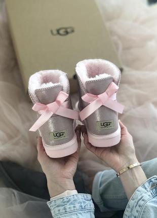 Зимние женские угги ugg розовые/серые (уггі)4 фото