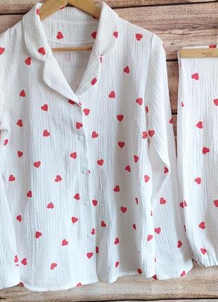 Муслиновая пижама в сердечки. pinterest ❤️