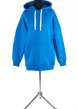 Подовжене худі оверсайз утеплене на флісі, тепла довга толстовка на флісі, женское...