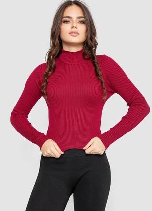Водолазка жіноча в рубчик бордовий