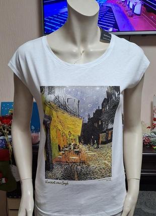 Шикарная хлопковая футболка с принтом картины vincent van gogh reserved с биркой2 фото