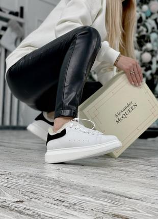Женские кроссовки маквин зимние с мехом alexander mcqueen black white, жэнкие зимние кроссовки с мехом