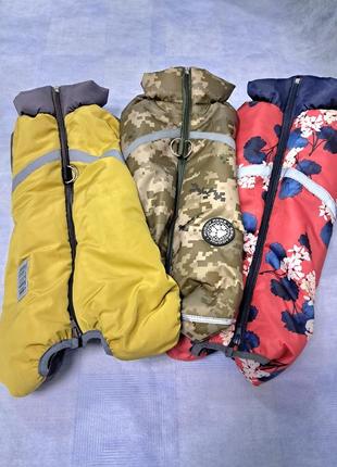 Одежда для собак размер l,m. верх -плащевка, подкладка - флис, застежсветоотражающие полоски.ка молния есть .