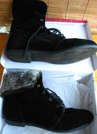 Сапоги черные замшевые текстильные 40 26 широкие