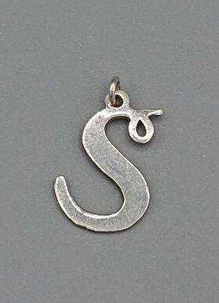 Серебряная подвеска английская буква s с редкой 950 пробой
