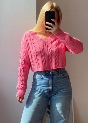 Вкорочений рожевий светр