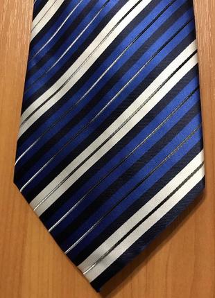 Краватка новий синій білий чорний золотистий із переливом hans grubber hg collection ручна робота