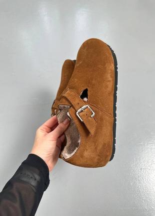 Клоги ботинки мех замшевые цвет тоффи