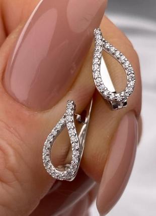 Серьги серебряные, капельки