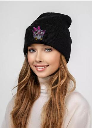 Новая теплая шапка с совой
