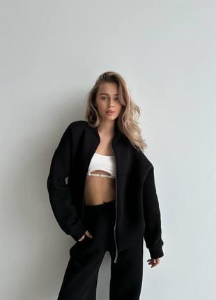 Спортивный костюм черный на флисе пенье палаццо качественный7 фото