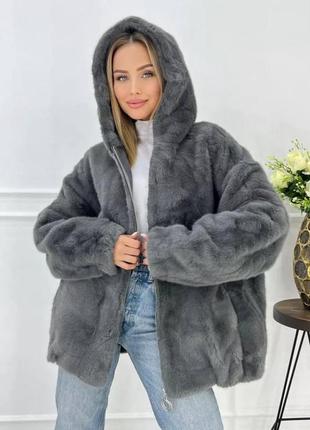 Женская трендовая дубленка эко норка5 фото