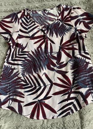 Блуза, футболка шовкова принт листя с-м