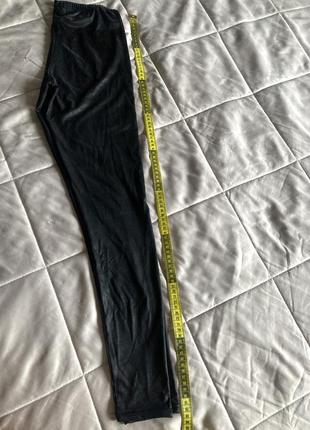 Длинные черные лосины под кожу с высокой посадкой