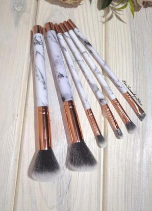 6 шт ворс таклон кисти для макияжа набор marble/grey probeauty2 фото