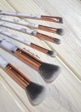 6 шт ворс таклон кисти для макияжа набор marble/grey probeauty4 фото