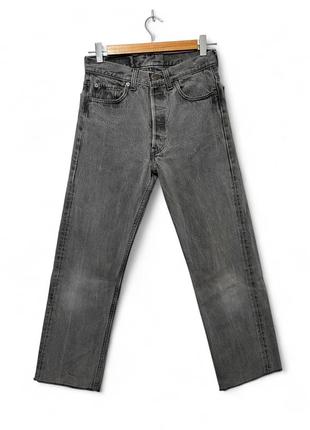 Вінтажні сірі джинси на високій посадці та гудзиках levi's 501 vintage (s)