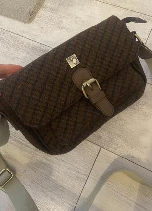 Оригинал стильная твідова вовняна сумка house of tweed натуральна вовна твід
