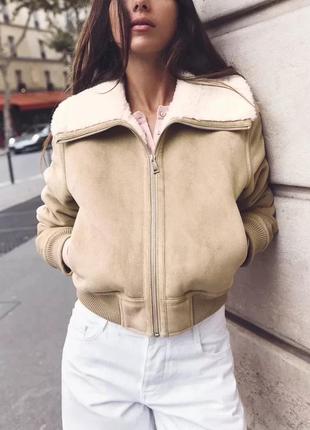 Дубленка, куртка с низом в рубчик🤍zara