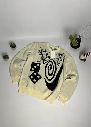 Свитер белый мужской nike × stussy / свитшот найк & стусси свитер кофта худи стусси
