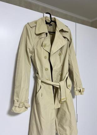 Тренч zara бежевый классический плащ