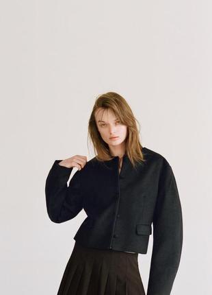 Куртка темно синя з вовною zara new