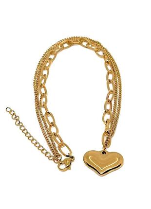 Тренд медична сталь золотистий сріблястий підвіс ланцюжок чокер кольє намисто кулон серце
