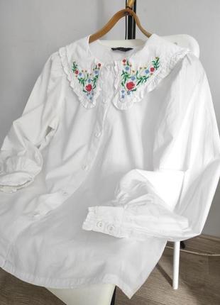 Marks & spencer невероятная белая рубашка с вышивкой вышиванка белья рубашка с вышивкой вышиванка