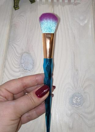 Кисть для макияжа для пудры, румян или хайлайтера blue/gold probeauty